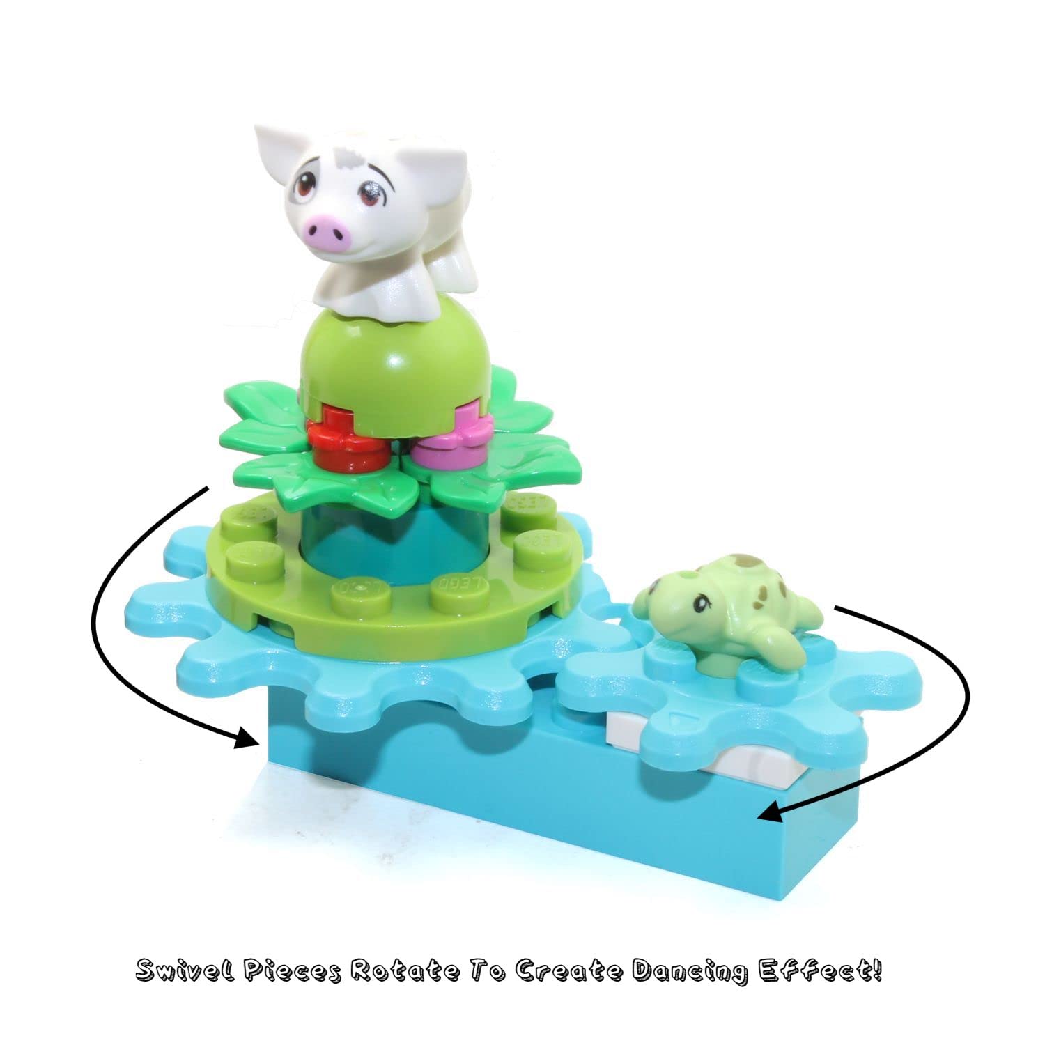 LEGO Disney Princess Moana Minifigure - Dancing Pua The Pig and Baby Turtle on Spinning Flower Bed Foil Pack