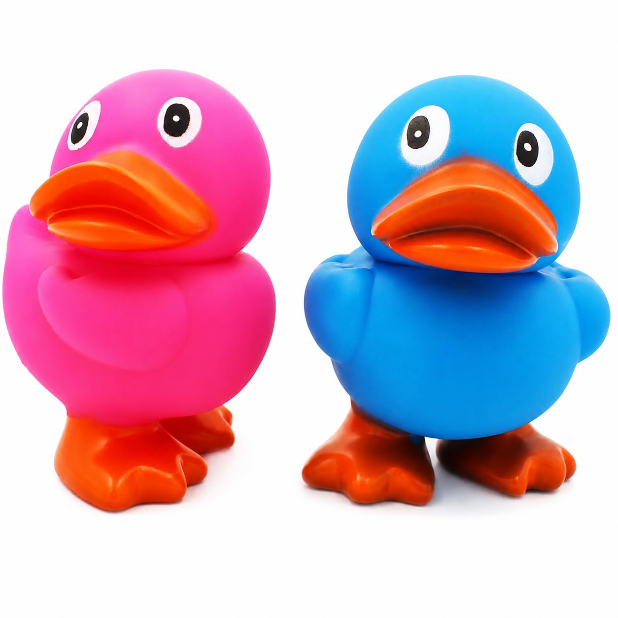 The Dreidel Company 4-Count Jumbo Rubber Duck Toy with Flippers, Giant Rubber Duckies for Kids, Bath, Pool Activity, Party Favors, 6.5" Tall (4