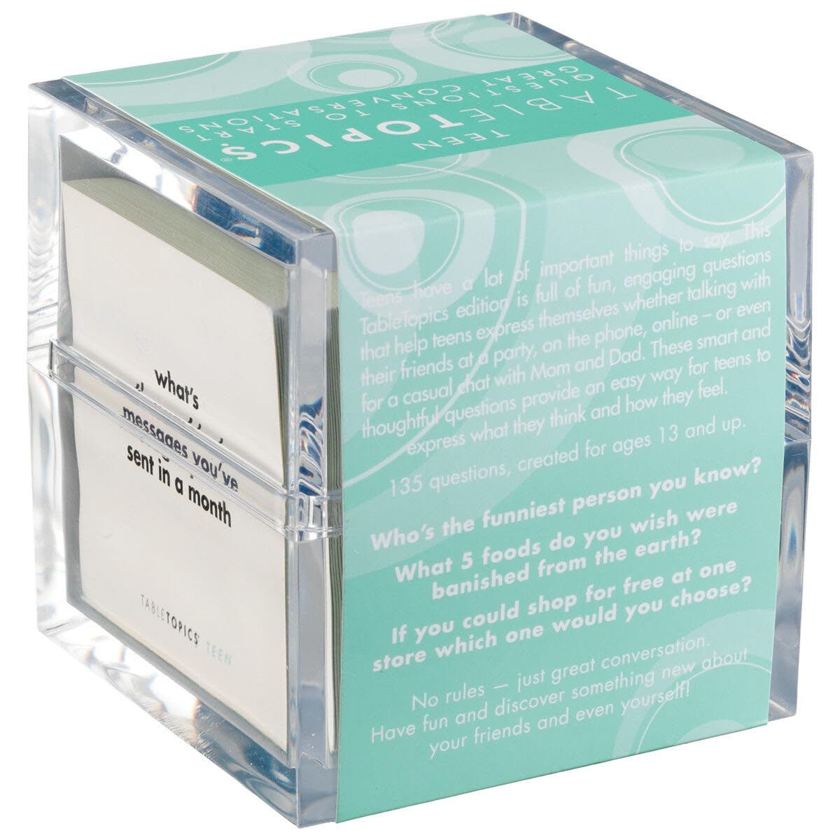 TableTopics Teen Conversation Cards for Teenagers with Their Family & Friends, 135 Fun Questions for Connection at Dinnertime, Hangouts, Game Night