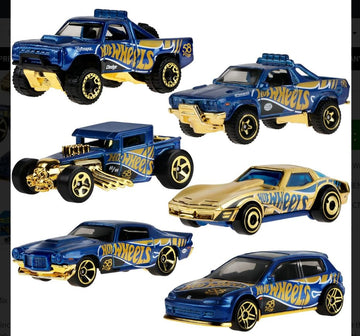 Hot Wheels 56th Anniversary Pearl & Chrome w/Chase Vehicle Case of 6 Cars Set