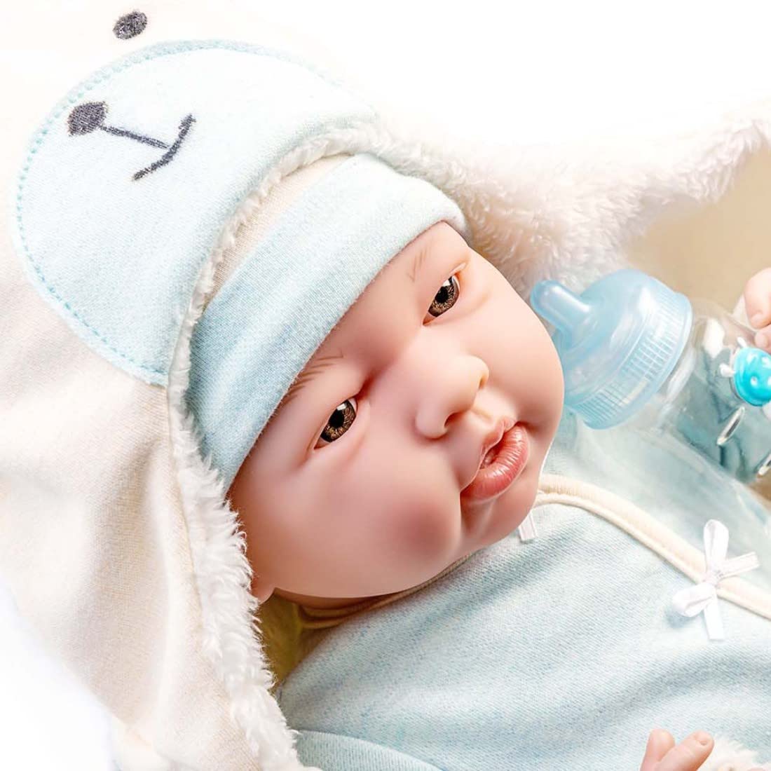 JC Toys - La Newborn Nursery | 8 Piece Bunting Soft Body Baby Doll Gift Set | 15.5" Life-Like Soft and Posable Newborn Doll with Accessories | Blue