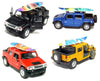 KiNSMART 2005 Hummer H2 SUT with Surf Board 5inch 1:40Scale Die Cast Metal Model Toy Cars SetOf4