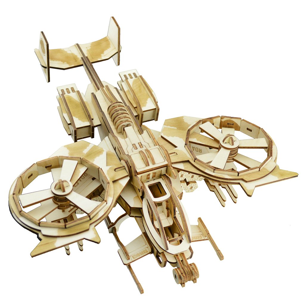 3D Wooden Puzzles Laser Engraving DIY Safe Assembly Constructor Kit Toy for Teens and Adults (Fighter)