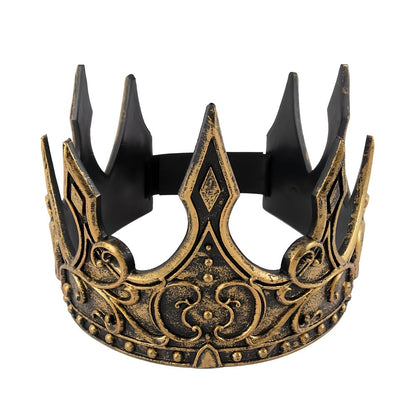 1Pc Halloween Royal King Crown for Cosplay Crown Prop, Holiday Party/Christmas Adjustable Crown Costume Prom (Golden TW)