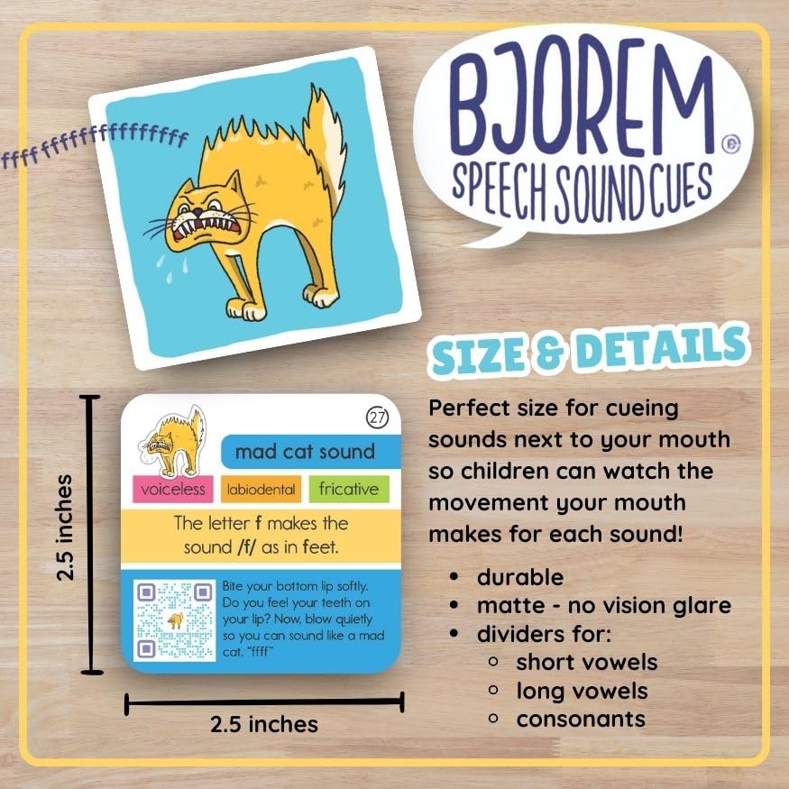 Bjorem Speech® 2nd Edition Sound Cues: Comprehensive Phonetic Cue Cards for Speech Therapy & Literacy Skills - Visual Learning Aids for Apraxia