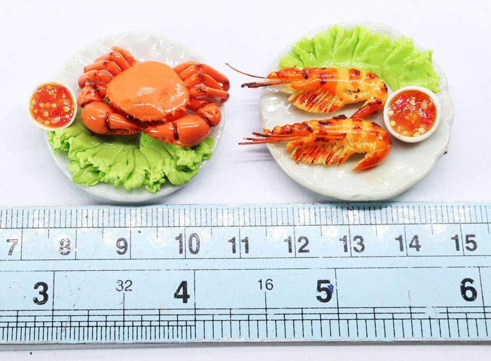 ThaiHonest 2 Dollhouse Miniatures Seafood Shrimp and Crab Handcrafted Miniature,Tiny Food