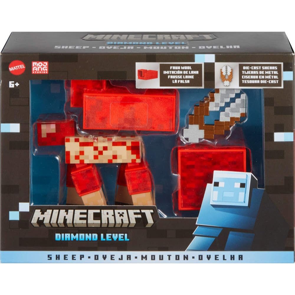 Mattel Minecraft Diamond Level Sheep Action Figure with 3 Accessories, 5.5-inch Collector Scale & Pixelated Design