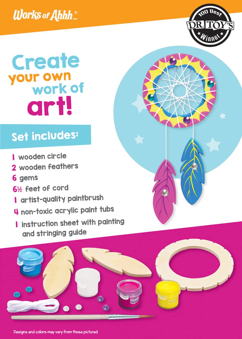 Works of Ahhh Mini Craft Set - Dream Catcher Build & Paint Family Craft Set