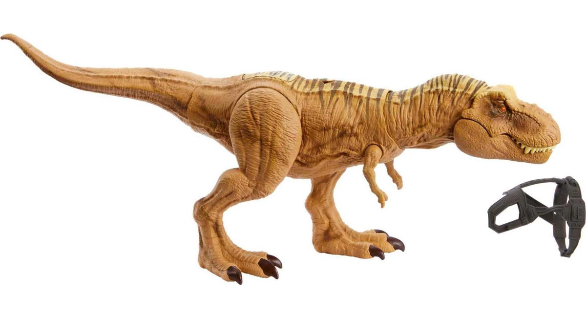 Mattel Jurassic World Track 'n Attack Dinosaur Action Figure, Tyrannosaurus Rex Toy with Lights, Sound, Motion & Accessories, Plus Downloadable App &