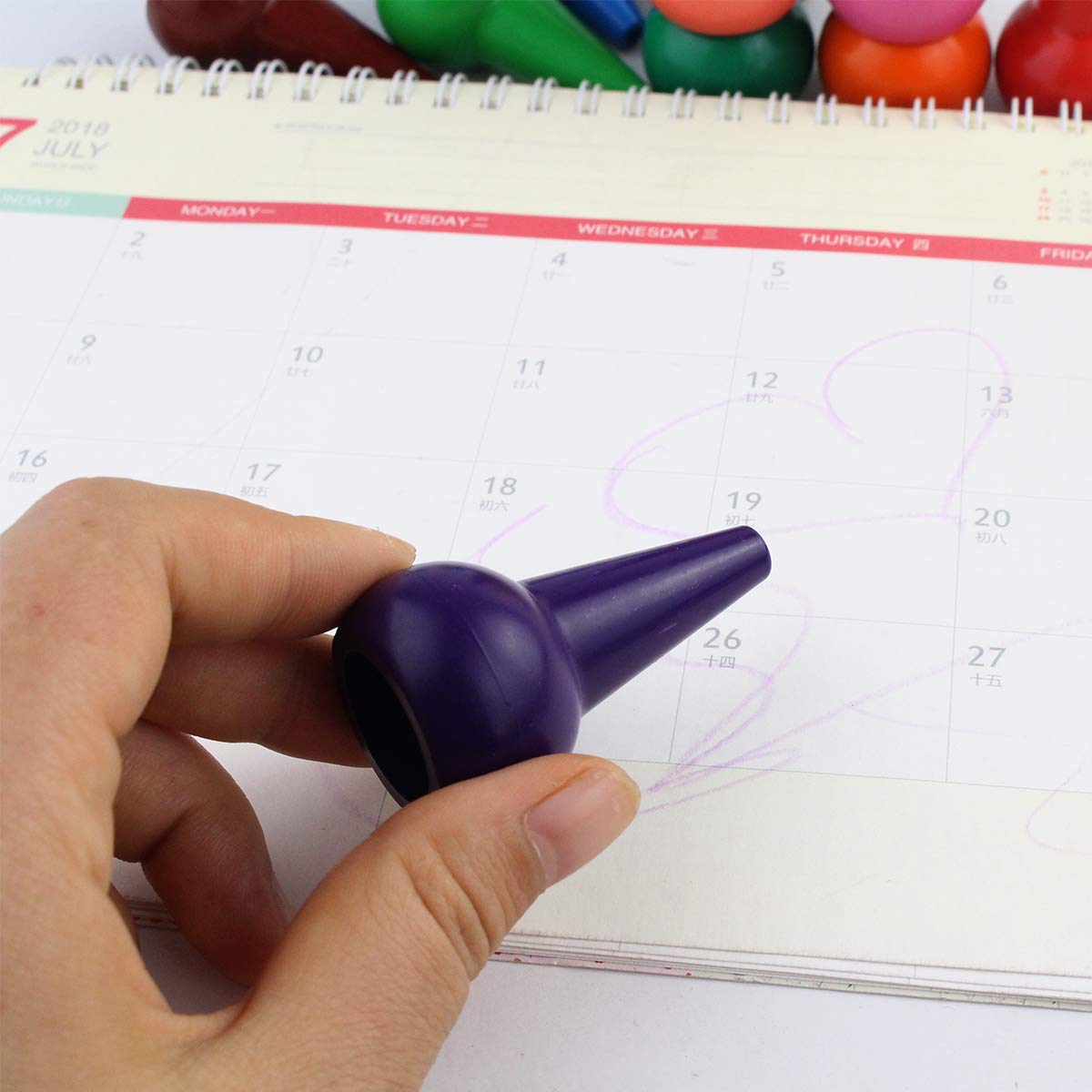 Wobe Finger Crayons for Toddlers, Palm-Grip 12 Colors Paint Crayons Sticks Stackable Toys for Kids Toddlers Child Boys and Girls Non Toxic Washable