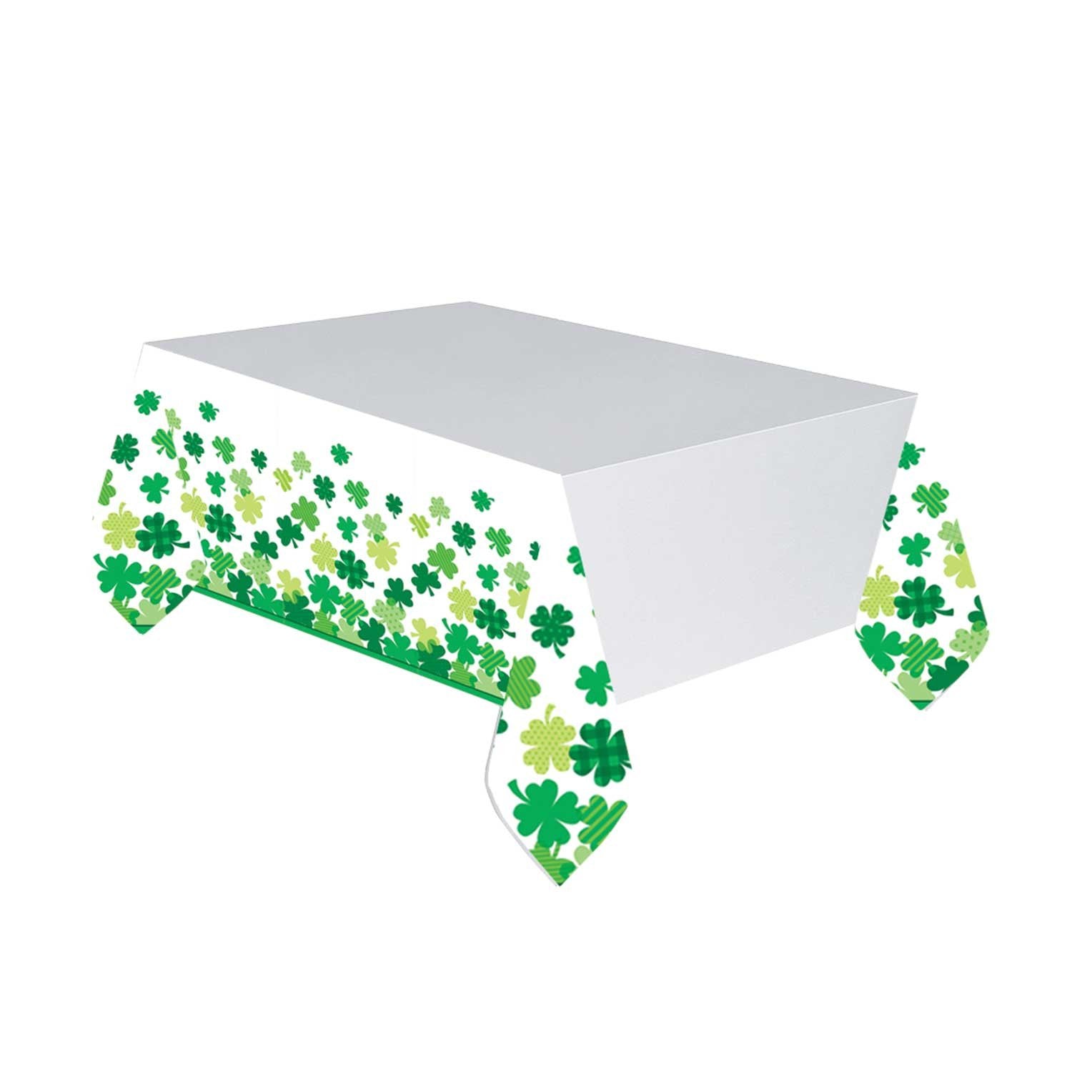 Amscan St. Patrick's Day Blooming Shamrocks Plastic Table Cover, 54" x 102", 1 piece