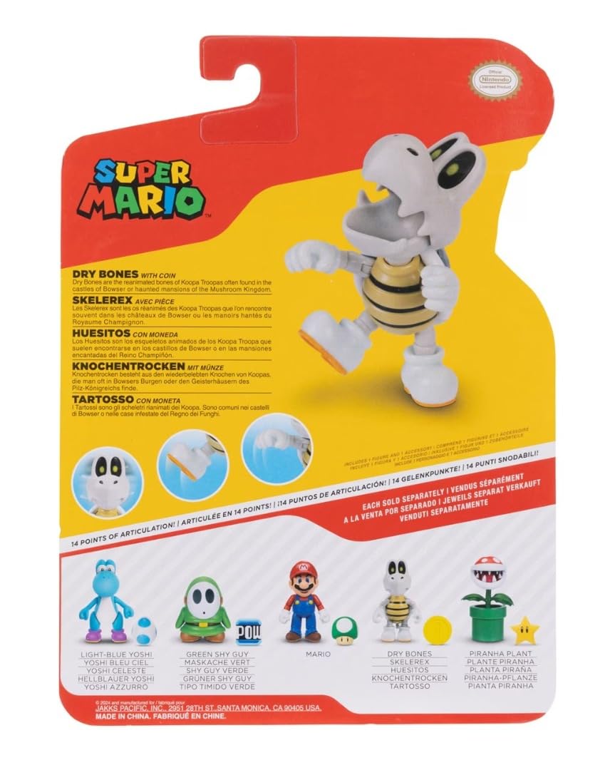 SUPER MARIO 4 inch Action Figure (Dry Bones with Coin)