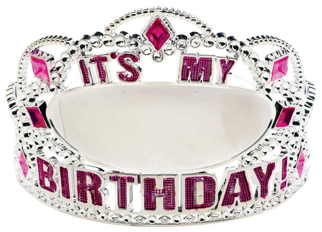 Pink & Silver Customizable Birthday Tiara - 3.5" x 5" (1 Pc.) - Festive Plastic Crowns For All Ages