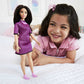 Barbie Fashionistas Doll #188, Curvy with Black Hair, Checkered Dress & Accessories Including Pink Sneakers & Necklace