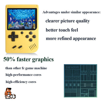 JAFATOY Retro Handheld Games Console for Kids/Adults, 168 Classic 8 Bit Games 3 inch Screen Video Games with AV Cable Play on TV (Yellow)