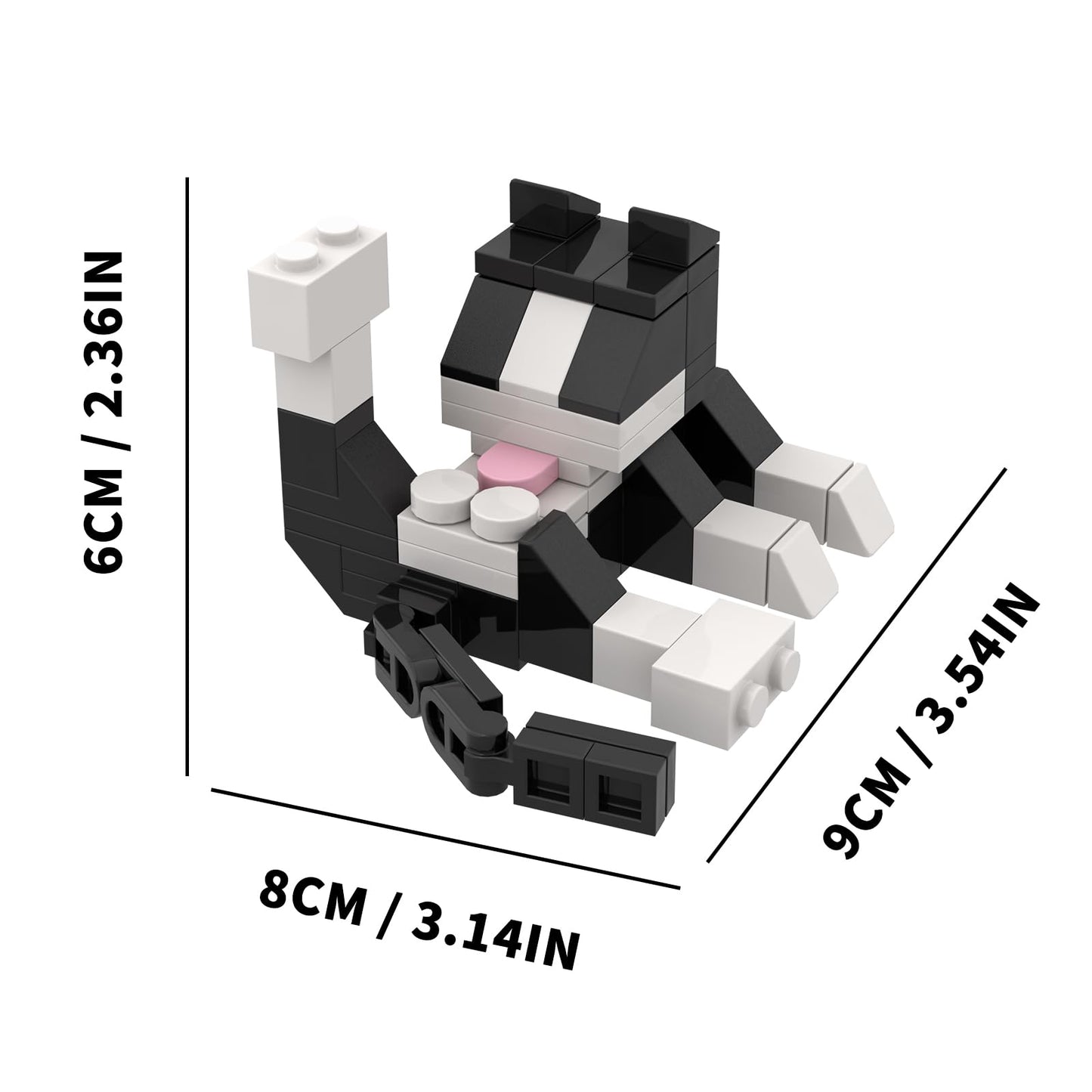 MOC Licking Butt Cat Building Block Set, Compatible with Lego 853792 Accessory, Black, Calico, Siamese Cow Cat, Funny Gift for Animal Lovers, Cat