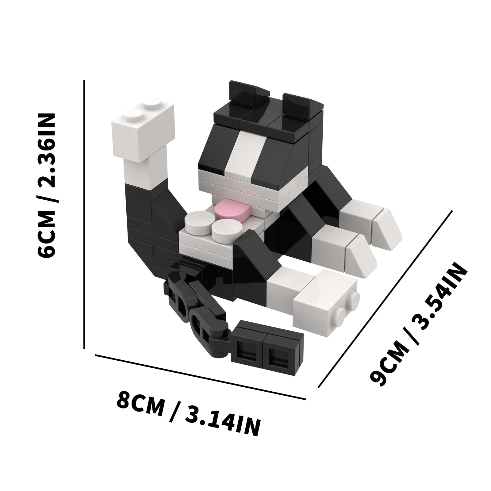 MOC Licking Butt Cat Building Block Set, Compatible with Lego 853792 Accessory, Black, Calico, Siamese Cow Cat, Funny Gift for Animal Lovers, Cat