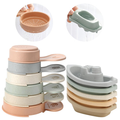 Bath Toys Floating Boats Train with Bathing Spoon,11 Pcs Water Table Toys Mold Free Baby Bath Toys for Toddlers 1-3 Infants 6-12-18 Months,Bathtub