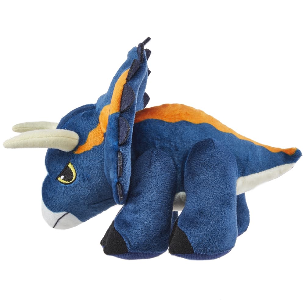 Plush Nasutoceratops Dinosaur Inspired by Jurassic World Dominion ~ Makes Dinosaur Roaring Sound ~ Blue and Orange ~ Approximately 9" Long ~