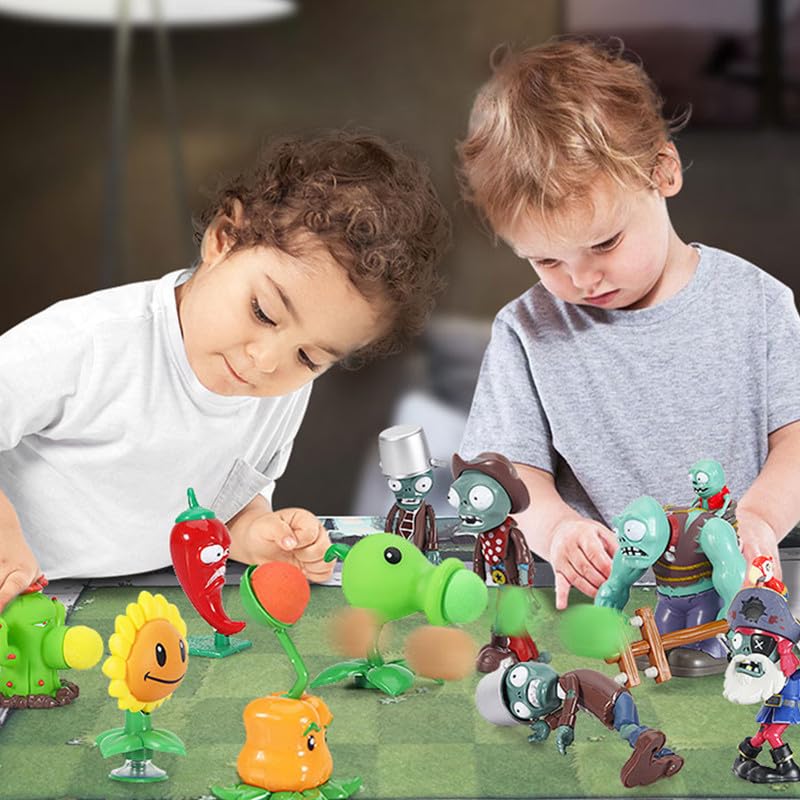 SENSHUNUO 12pcs Plants Zombie Action Figures and Game Scene Toys for Kids?Christmas, New Year, and Birthday Gifts Set