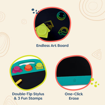 B. Toys - LCD Drawing Tablet & Pen - One-Click Erase & Double - Tip Stylus - Endless Drawing & Coloring - Fun Stamps & Color-Changing Surface - 3+