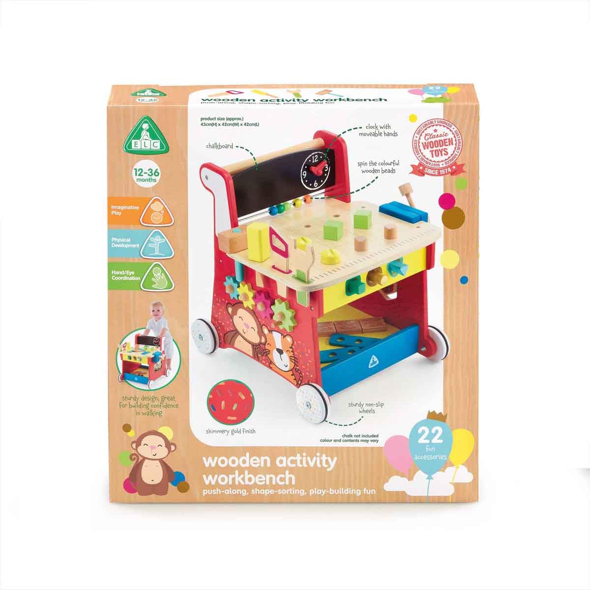 Early Learning Centre Wooden Activity Workbench, Imaginative Play, Hand Eye Coordination, Physical Development, Kids Toys for Ages 12 Month, Amazon