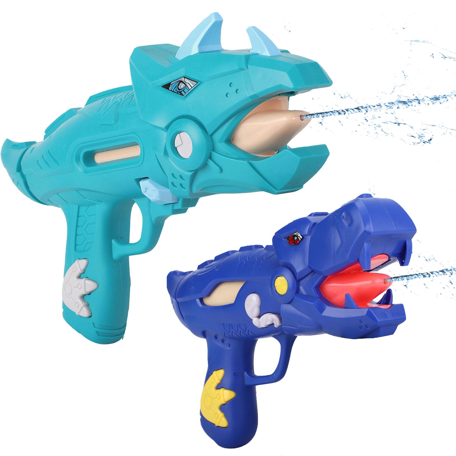unanscre 2 Pack Dinosaur Water Blaster Soaker Gun for Kids, Dino Pump Action Outdoor Squirt Gun, Long-Range Shooting Water Squirters Toys