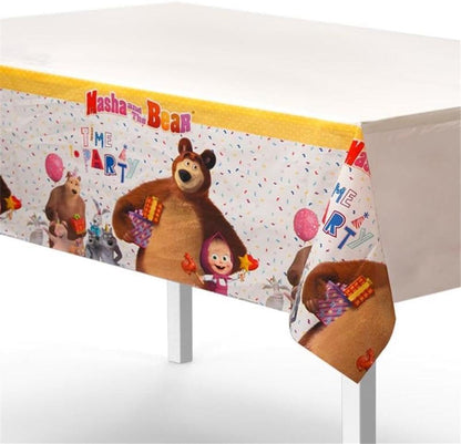 Mighty Mojo Masha and The Bear Table Cloth - Vibrant Table Cover for Kids' Parties, Birthdays, and Celebrations and Eye-Catching Decor - Officially