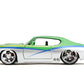 Jada Toys Bigtime Muscle 1:24 1969 Pontiac GTO Die-cast Car - Opening Doors, Hood, Trunk, Rubber Tires(Candy Silver/Green)