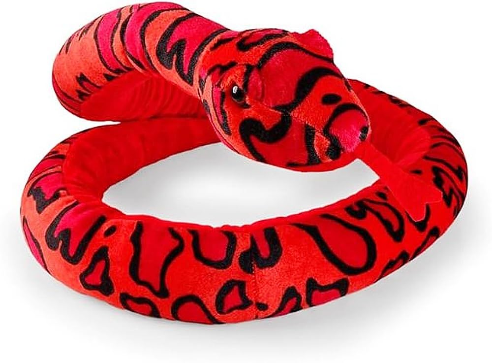 Xshelley 65inch Giant Two-Color Snake Plush Toys,The Petting Zoo Snake Stuffed Animal Realistic Snake Plush Doll Gifts for Kids Birthday (red)