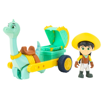 Dino Ranch Min and Clover’s Care Cart Vehicle - Features 5” Dino Clover Care Cart and 3” Dino Rancher Min - Three Styles to Collect - Toys for Kids