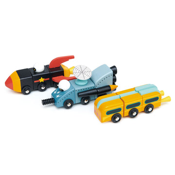 Tender Leaf Toys - Space Race - Mix and Match Space Themed Vehicles Toy Set - Creative Pretend Play for Kids 3+