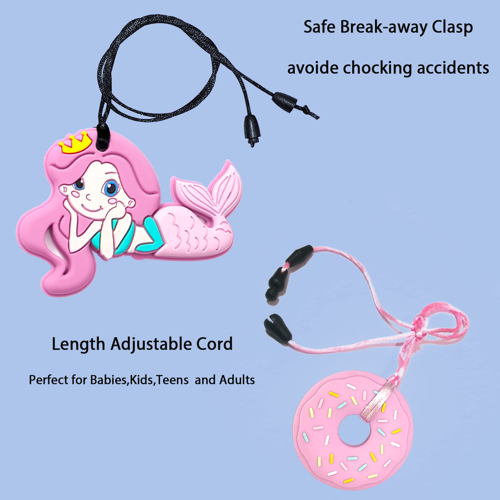 Chew Necklaces for Sensory Kids 5 PCS Chewy Necklaces that Like Biting or Have Autism-Perfectly Textured Chewelry Kid Girl Teether Chewing Toys-Chewy