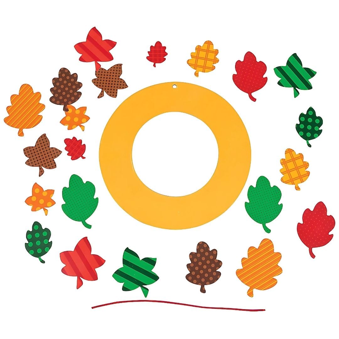 Fall Leaves Paper Wreath Craft Kit -12 - Crafts for Kids and Fun Home Activities