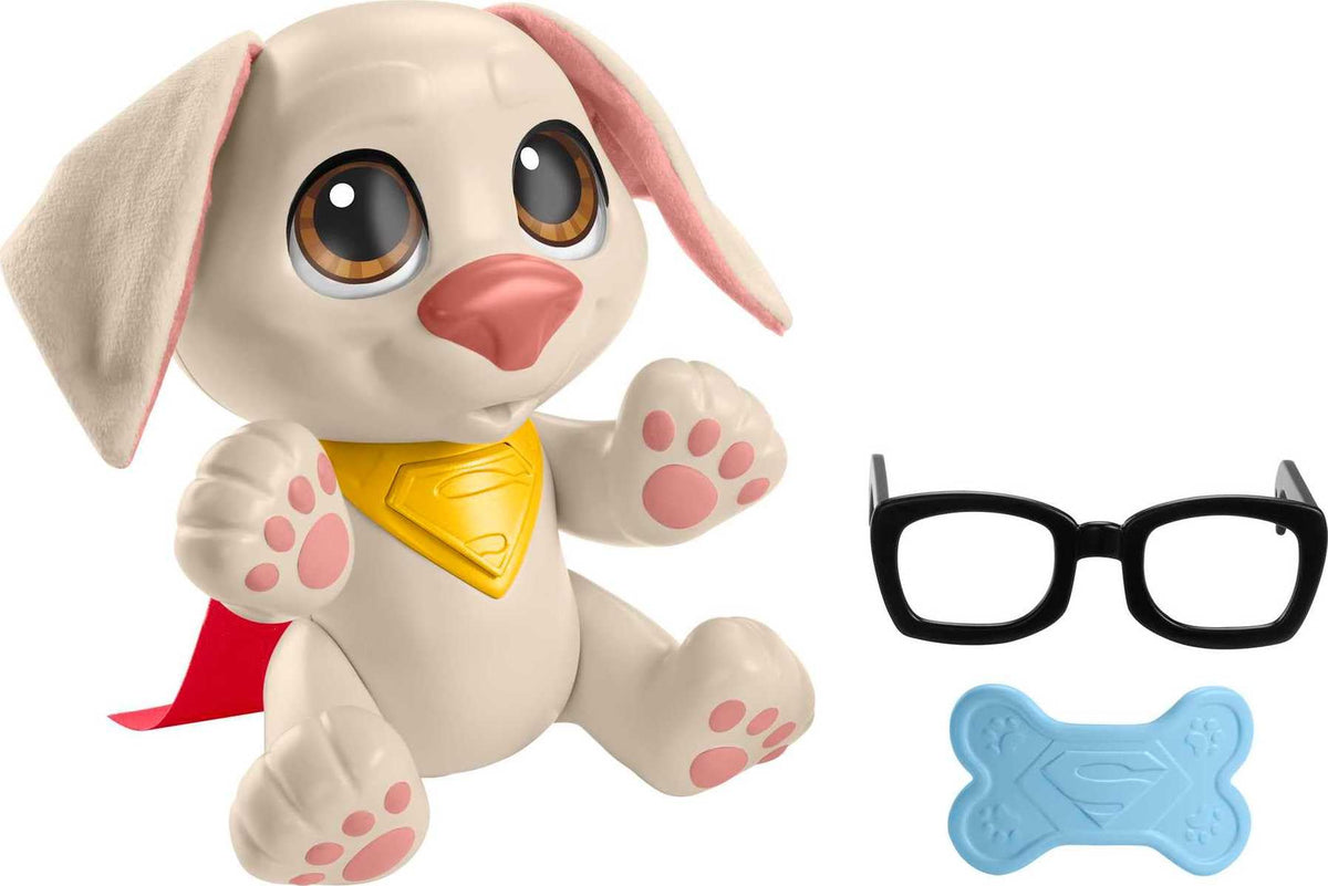 Fisher-Price DC League of Super-Pets Doll Baby Krypto Poseable Toy with Sounds & 2 Accessories for Pretend Play Kids Ages 3+ Years