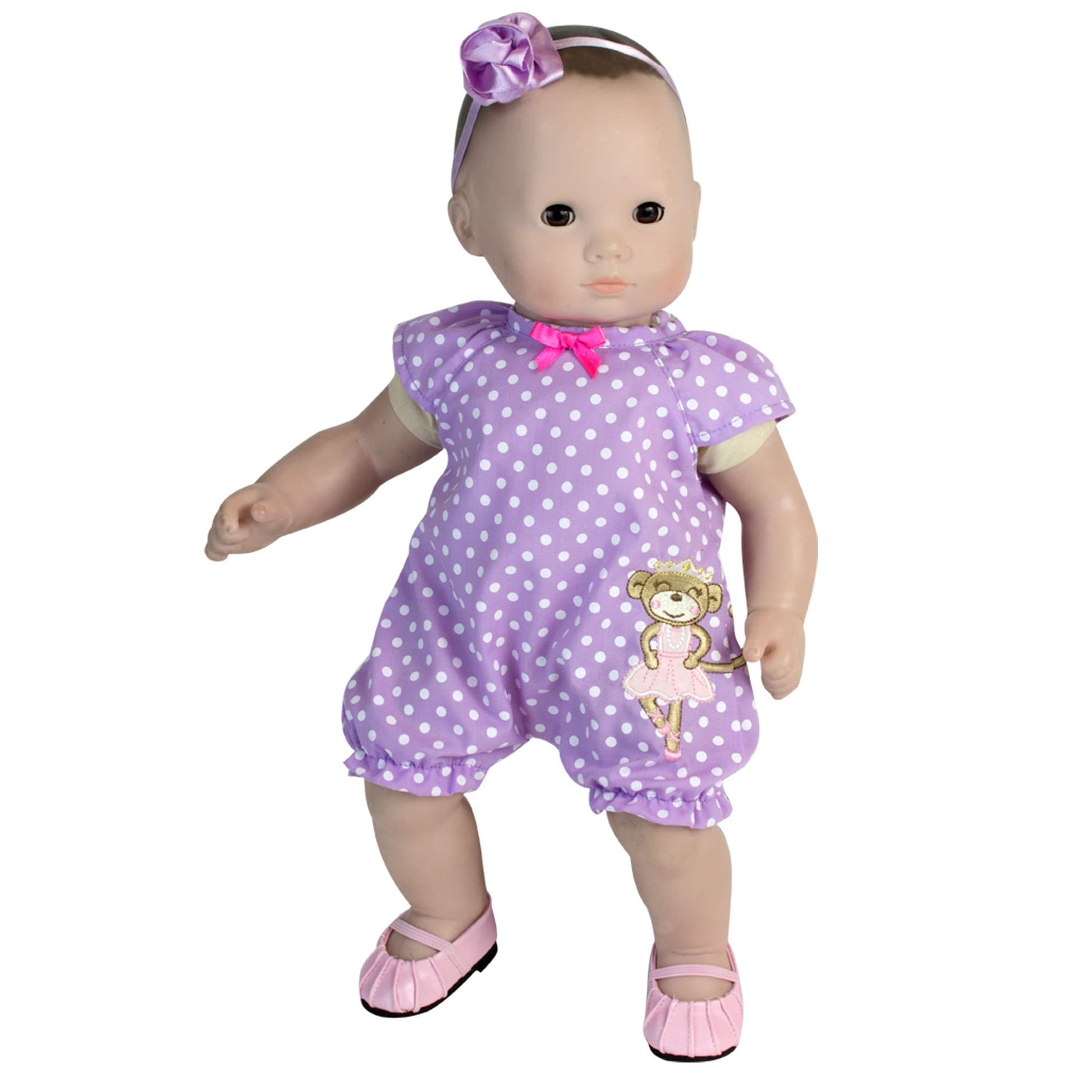 Sophia's Faux-Leather Pleated Dress Shoes with Elastic Straps for 15 Inch Baby Dolls, Light Pink