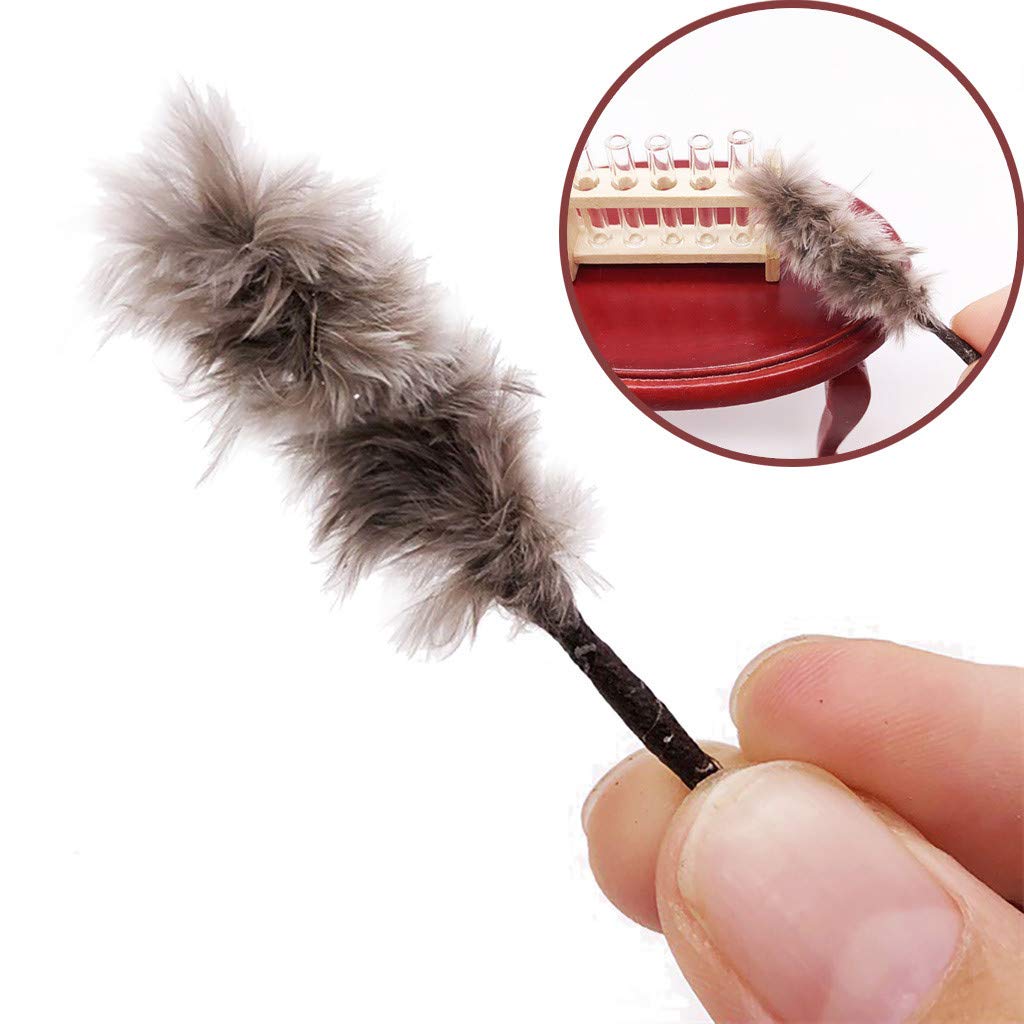 SXFSE Dollhouse Decoration Accessories,Exquisite Cute Dollhouse Miniature 1:12 Feather Duster Cleaning Tool Broom