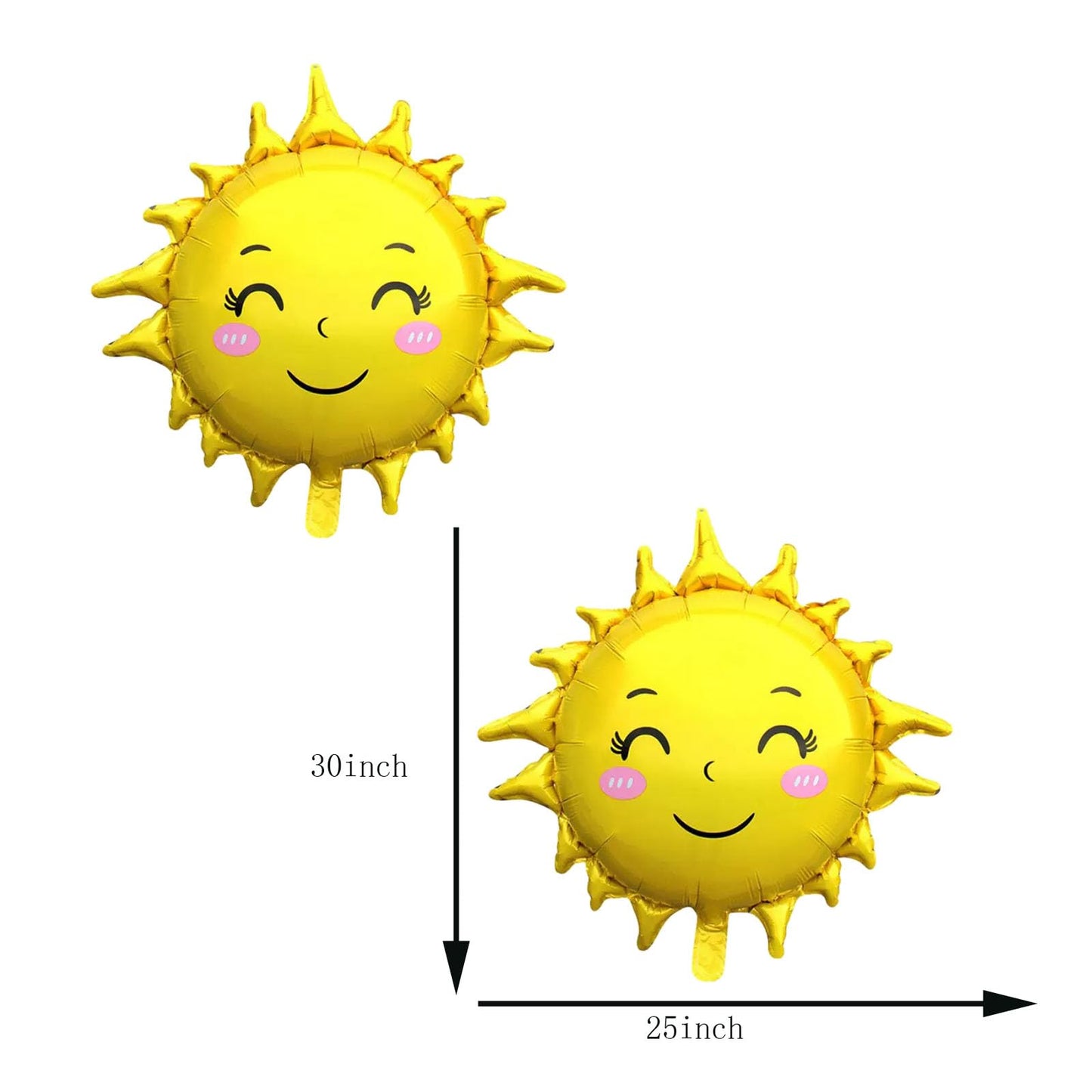 5PCS 30Inch Sun Foil Balloons Sun Mylar Balloons for Boys Girls Summer Themed Party Birthday Decorations