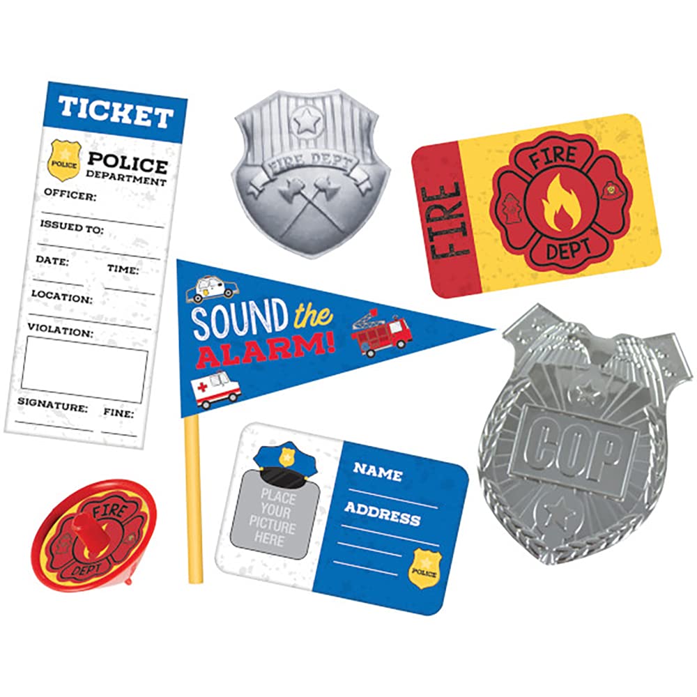 First Responders Mega Mix Party Favor Value Pack - 11.5" x 8" (Pack of 48) - Assorted Paper & Plastic Novelty Items - Perfect for Emergency and