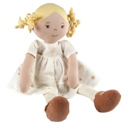 Tikiri Priscy Blonde Haired Doll in White Linen Dress with Display Box