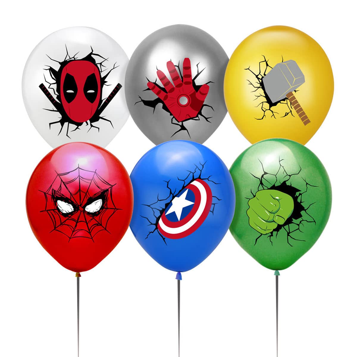 RBJHDRHD 36Pcs Balloons for Super Heroes Birthday Party Supplies, Includes 6 Styles Printed Ideal for Super Cartoon Heroes Party Decorations Favors