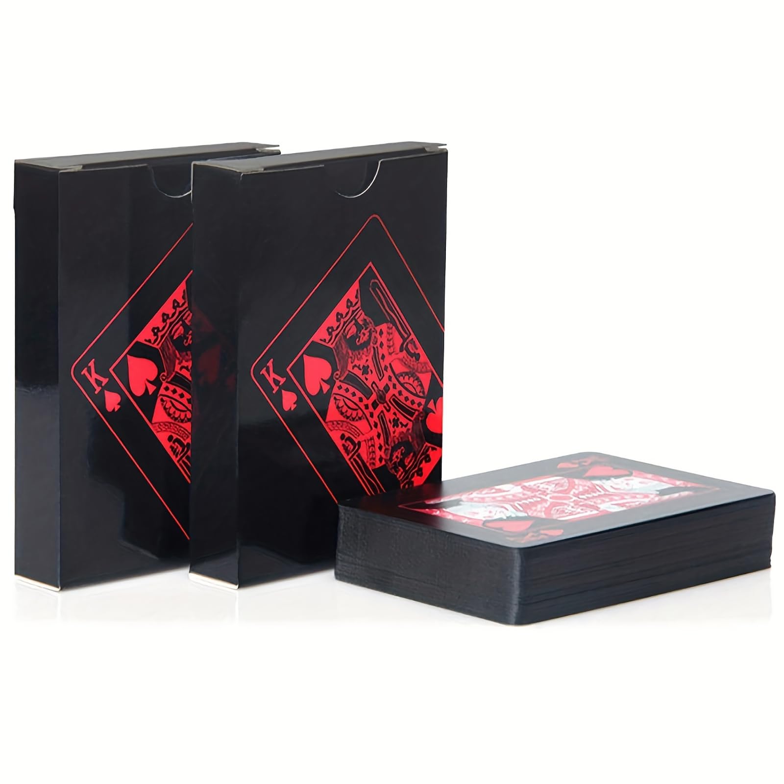 zeamas 1pc Waterproof Plastic Poker Playing Cards PET Table Games Halloween/Thanksgiving Day (Red x Silver)