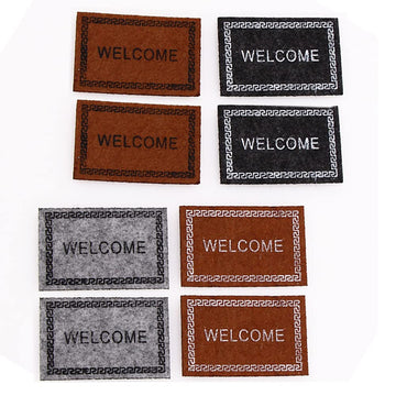 8Pcs 1:12 Miniature Dollhouse Carpet Welcome Dollhouse Rugs Non-Woven Mini Carpet Mats Dollhouse Furniture DIY Decoration Accessories, 4 Colors