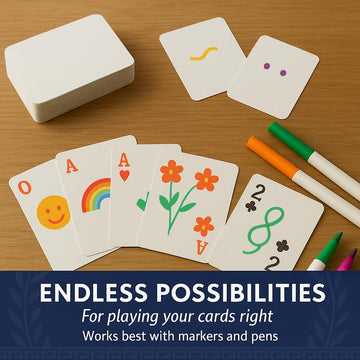 Blank Face Weighted Heavy Deck of Cards to Write on | Ideal for Outdoors | Wind-Resistant Waterproof Playing Cards | Blank Playing Cards | 54 Cards