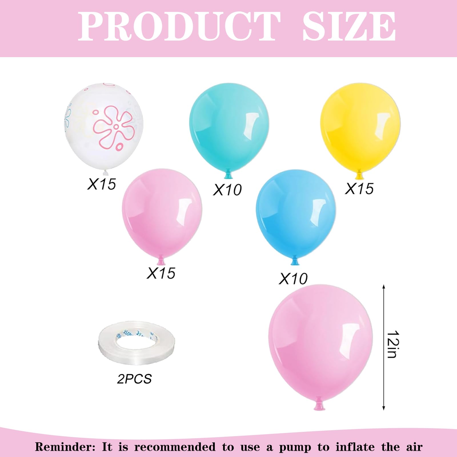65Pcs Ocean Themed Balloon Kit - Sponge Balloons 12 Inch with Under the Sea Prints And 20m Ribbon for Birthday, Summer, Sponge Party And Balloon Arch