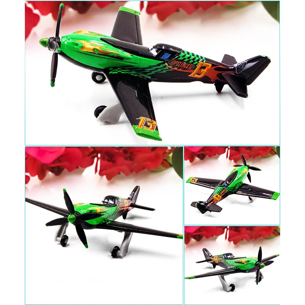 2 Pack Movie Planes No. 7 Dusty and No. 13 Ripslinger Metal Diecast Airplane Toy, Best Gift for Kids and Collectors (D7 Dusty Ripslinger)