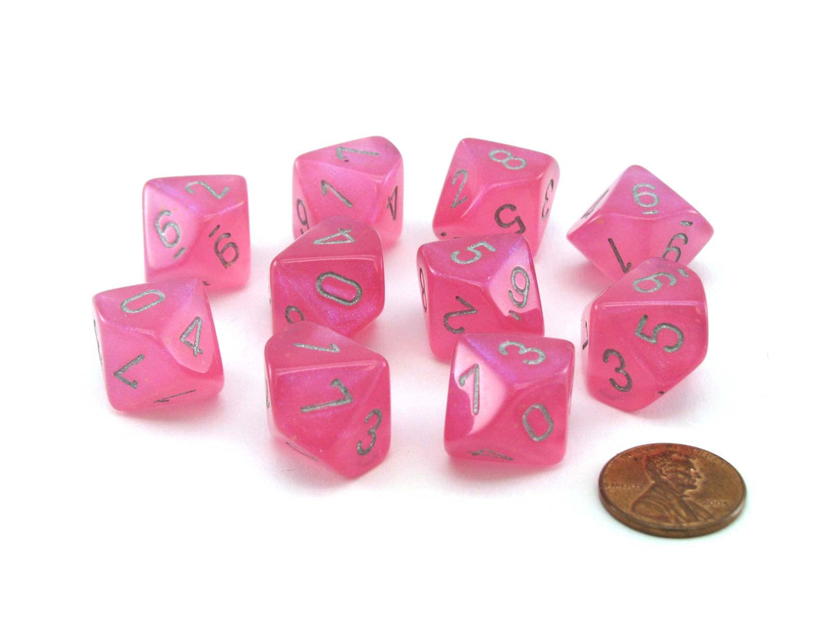 Borealis Pink/Silver Luminary Set of Ten d10s