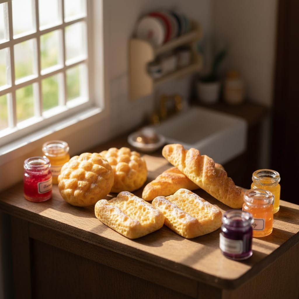 6Pcs Artificial Bread Set, Realistic Food Display Props, Miniature Bread Dollhouse Decoration Accessories, DIY Micro Landscaping Decor Kitchen Home