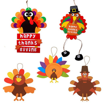 AMAZYJ Turkey Craft Kits Thanksgiving & Autumn |Thankful Turkey Making Kit |DIY Festive Fall Thanksgiving Party Game |Door Hanging Ornament Decoration