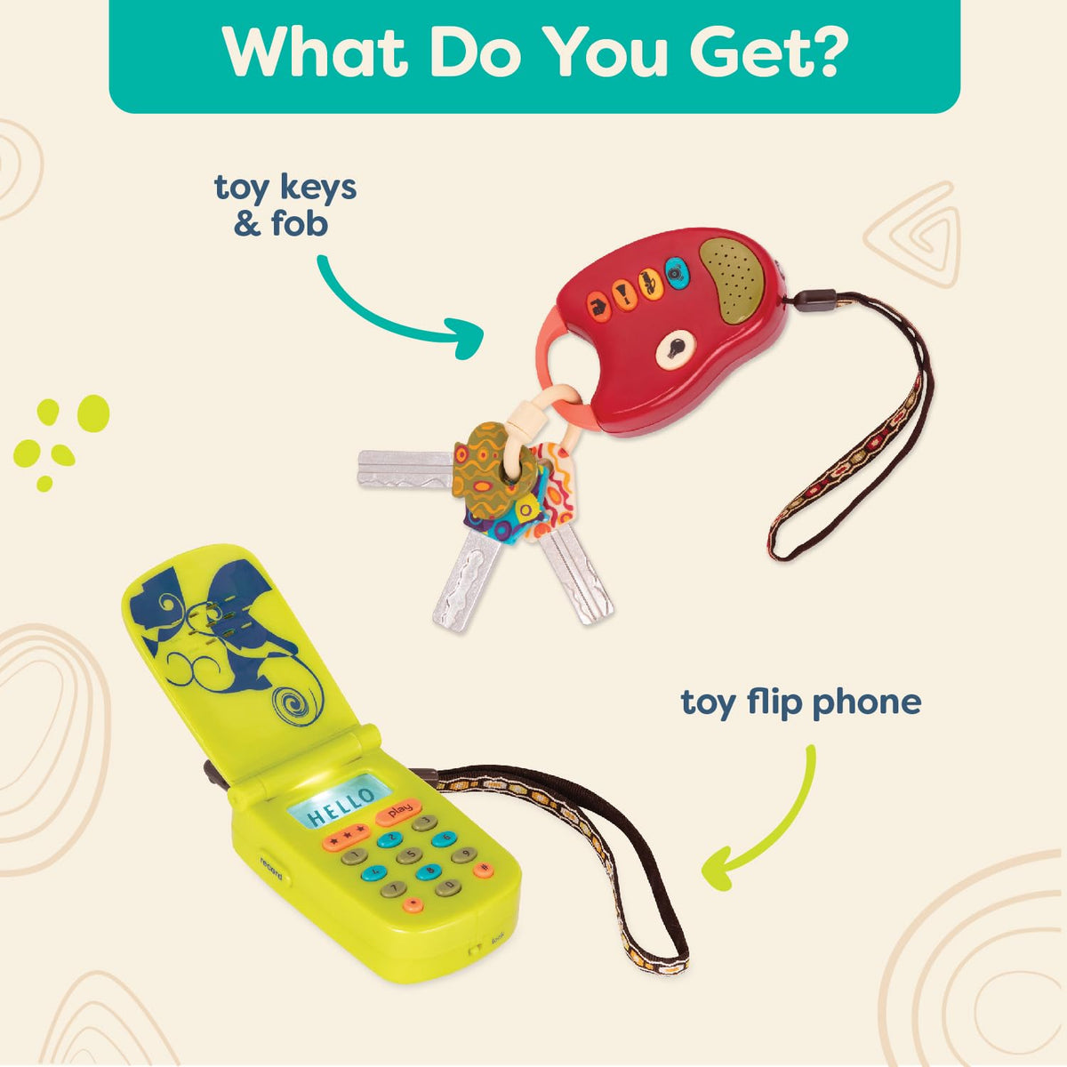 B. toys Toy Keys & Cell Phone Set, FunKeys and Hellophone, 2-Pack